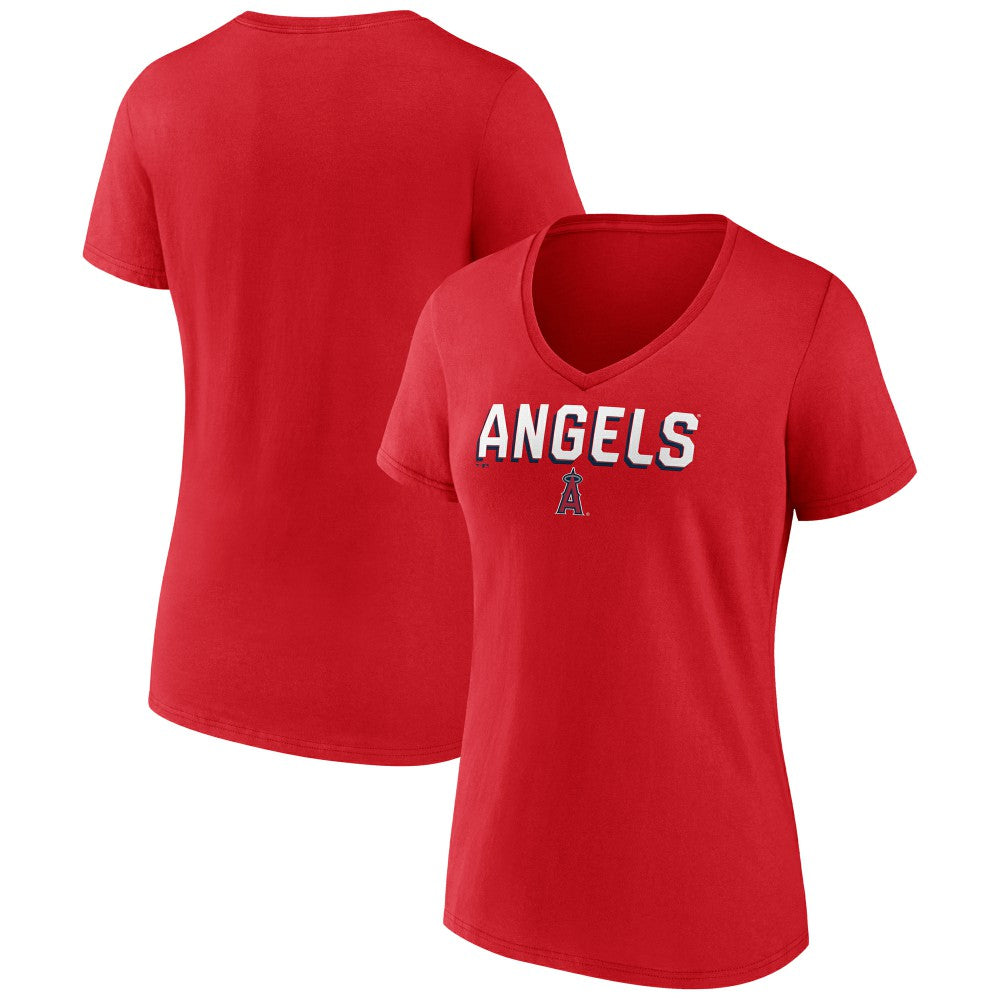 Los Angeles Angels Women's Primary Play V-Neck T-Shirt - Red