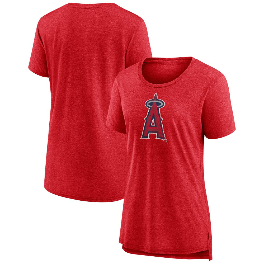 Los Angeles Angels Women's Weathered Official Logo Tri-Blend T-Shirt - Red