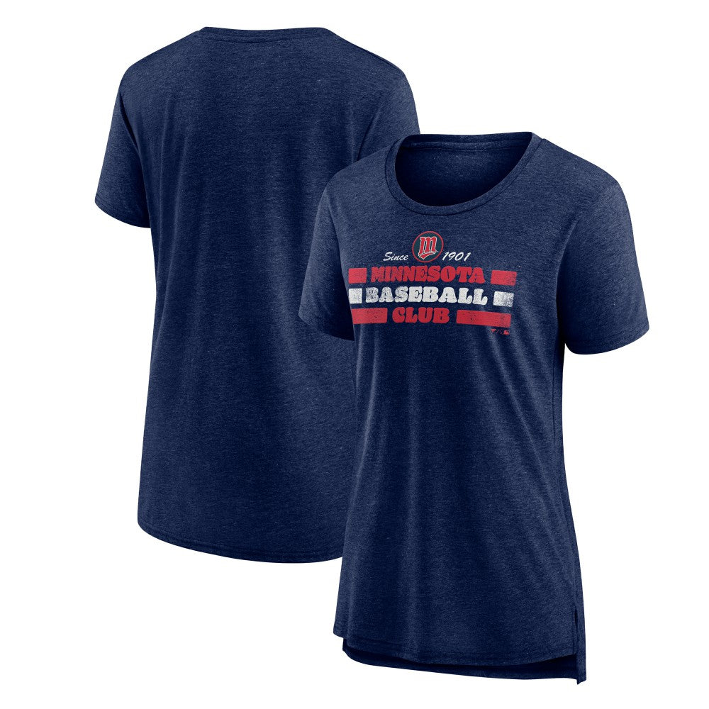 Minnesota Twins Women's Power Swing Tri-Blend T-Shirt - Navy