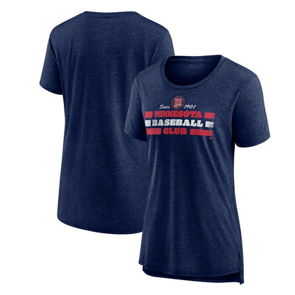 Minnesota Twins Women's Power Swing Tri-Blend T-Shirt - Navy