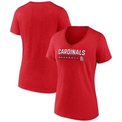 St. Louis Cardinals Women's Primary Play V-Neck T-Shirt - Red
