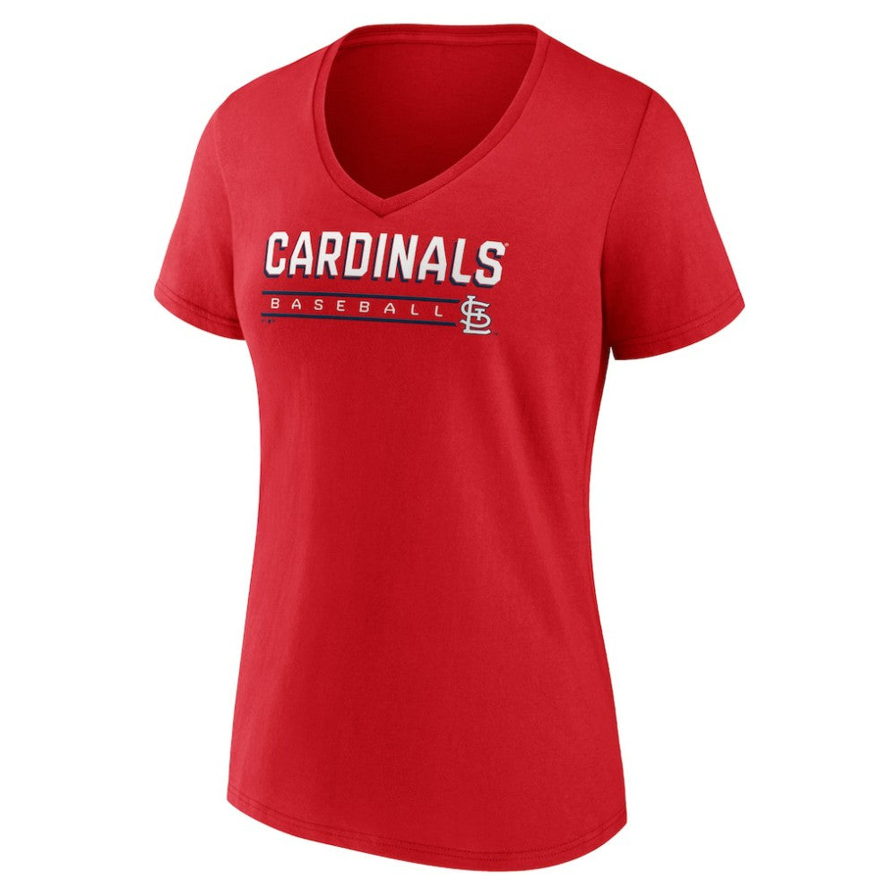 St. Louis Cardinals Women's Primary Play V-Neck T-Shirt - Red