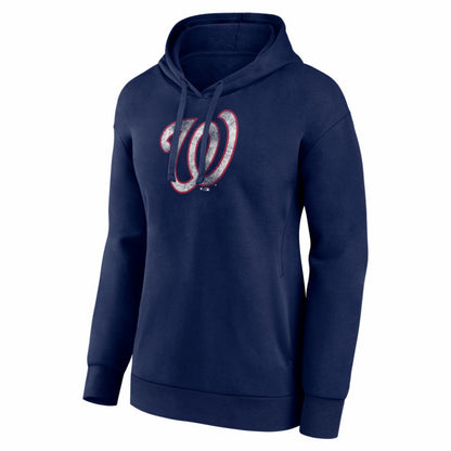 Washington Nationals Women's Distressed Team Pullover Hoodie - Navy