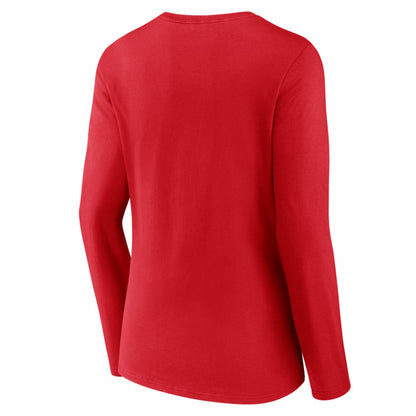 Washington Nationals Women's Live For It Long Sleeve V-Neck T-Shirt - Red