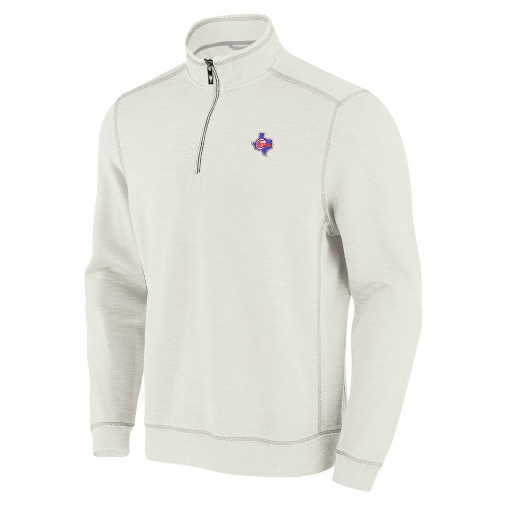 Texas Rangers Tommy Bahama Sport Tobago Bay Tri-Blend Half-Zip Sweatshirt - Cream