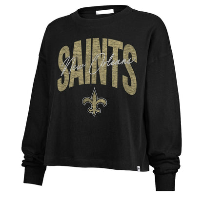 New Orleans Saints '47 Women's Muse Sydney Long Sleeve Cropped T-Shirt - Black discount