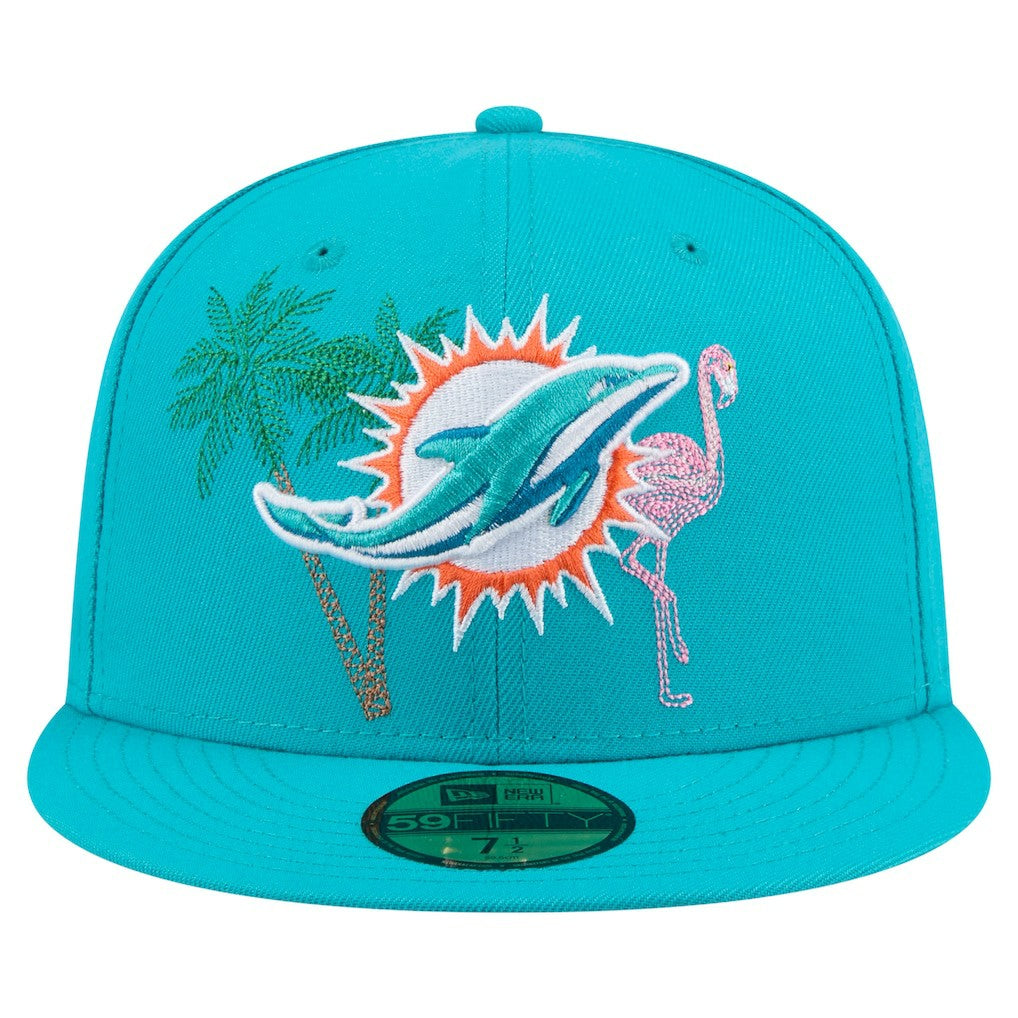 Miami Dolphins New Era State Stitch 59FIFTY Fitted Hat - Aqua cheap