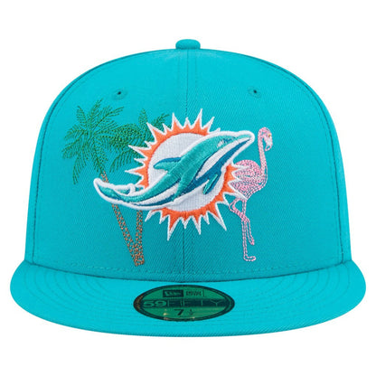 Miami Dolphins New Era State Stitch 59FIFTY Fitted Hat - Aqua cheap