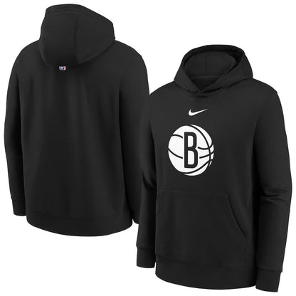 Brooklyn Nets Youth 2025/26 Club Fleece Hoodie - Black | Nike for sale