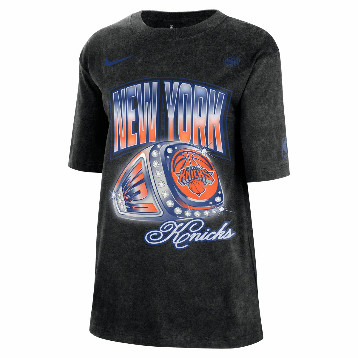 New York Knicks Women's Courtside Original Content Vintage Washed Boyfriend T-Shirt - Black | Nike on sale