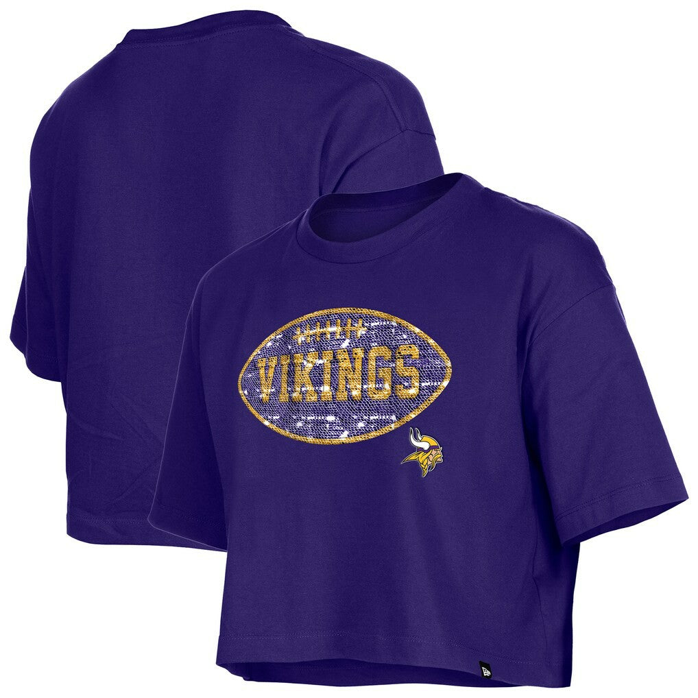 Minnesota Vikings New Era Girl's Flip Sequin Boxy T-Shirt - Purple cheap