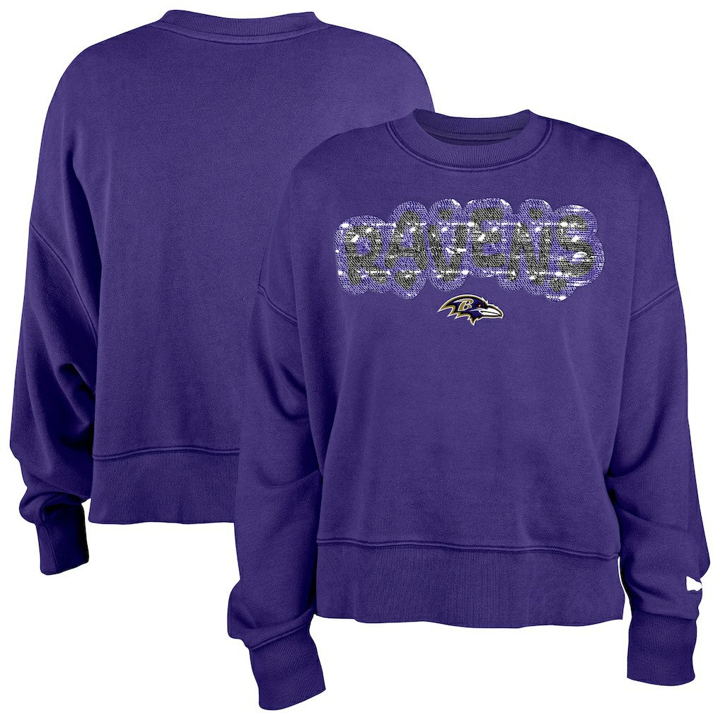 Baltimore Ravens New Era Girl's Flip Sequin Sweatshirt - Purple sale