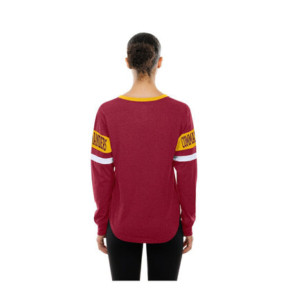 Washington Commanders New Era Women's Throwback Lace-Up Long-Sleeve T-Shirt - Burgundy for sale