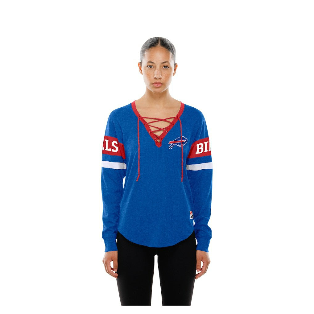 Buffalo Bills New Era Women's Throwback Lace-Up Long-Sleeve T-Shirt - Royal outlet