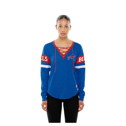 Buffalo Bills New Era Women's Throwback Lace-Up Long-Sleeve T-Shirt - Royal outlet