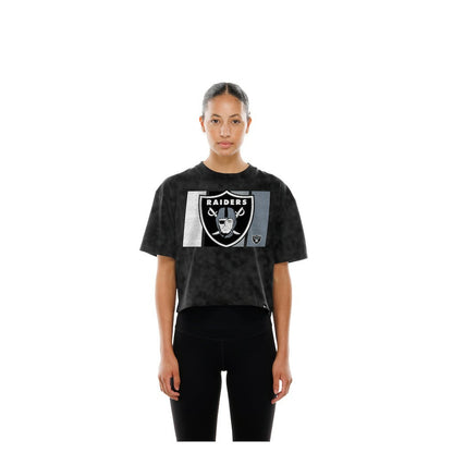 Las Vegas Raiders New Era Women's Boxy Cropped Sport Night Mineral Wash T-Shirt - Black cheap
