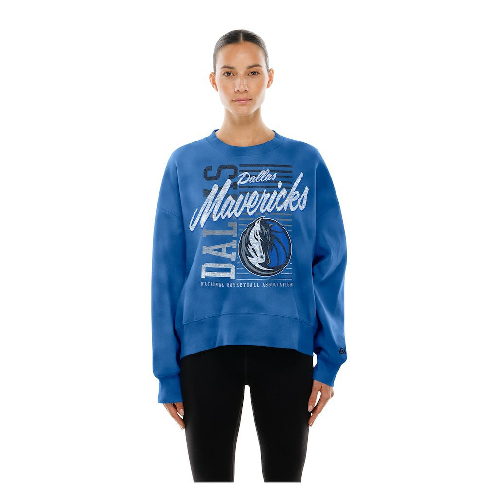 Dallas Mavericks Women's Boxy Throwback Mineral Wash Sweatshirt sale - Blue | New Era sale