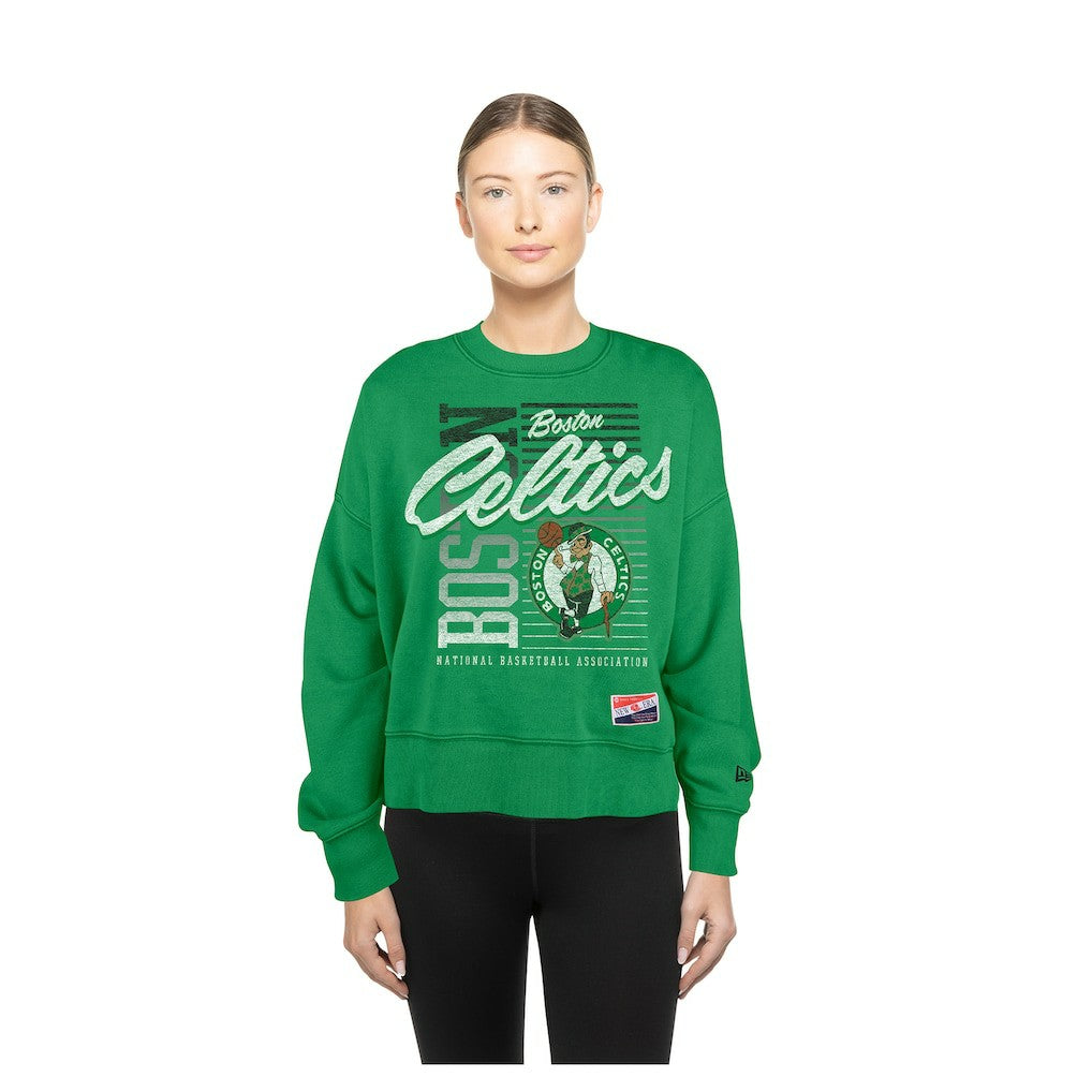 Boston Celtics Women's Boxy Throwback Mineral Wash Sweatshirt - Kelly Green | New Era on sale