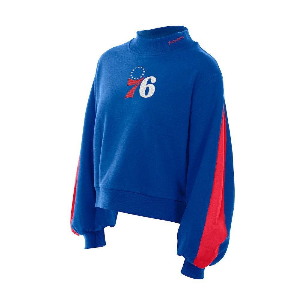 Philadelphia 76ers Women's Sport Night Balloon Sleeves Sweatshirt sale - Royal | New Era online