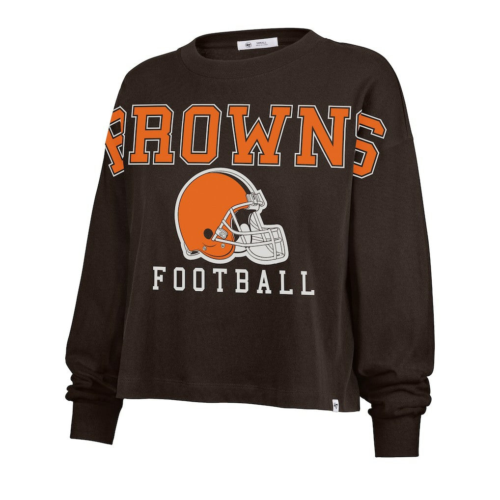 Cleveland Browns '47 Women's Outreach City Oversized Long Sleeve T-Shirt - Brown for sale
