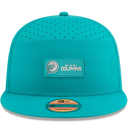 Miami Dolphins New Era 2025 Sideline Throwback Split Panel 9FIFTY Snapback Hat - Aqua cheap
