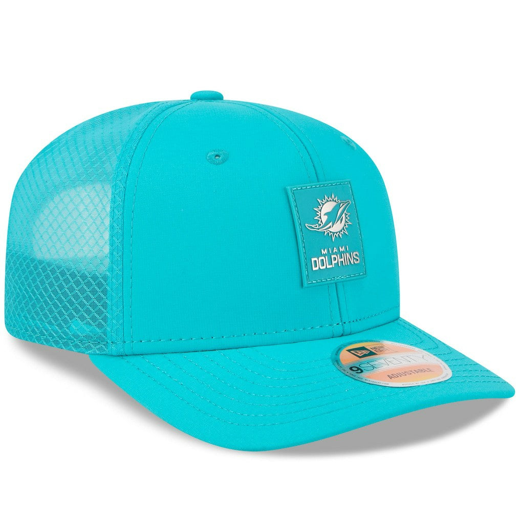 Miami Dolphins New Era 2025 Sideline 9SEVENTY Trucker Adjustable Hat - Aqua cheap