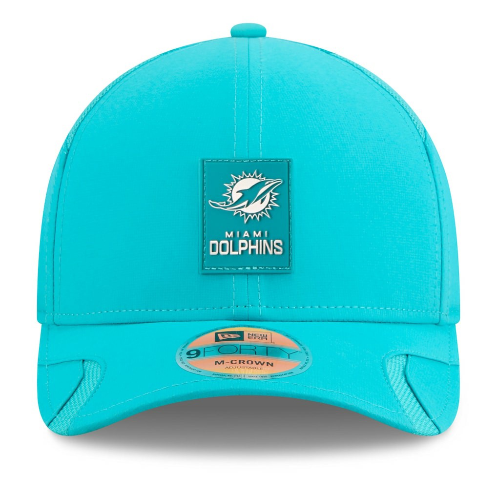 Miami Dolphins New Era 2025 Sideline M-Crown 9FORTY Adjustable Hat - Aqua on sale
