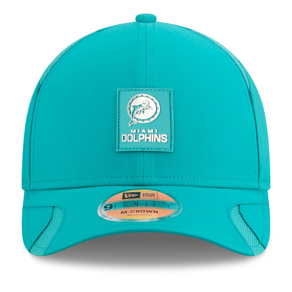 Miami Dolphins New Era 2025 Sideline Throwback M-Crown 9FORTY Adjustable Hat - Aqua on sale