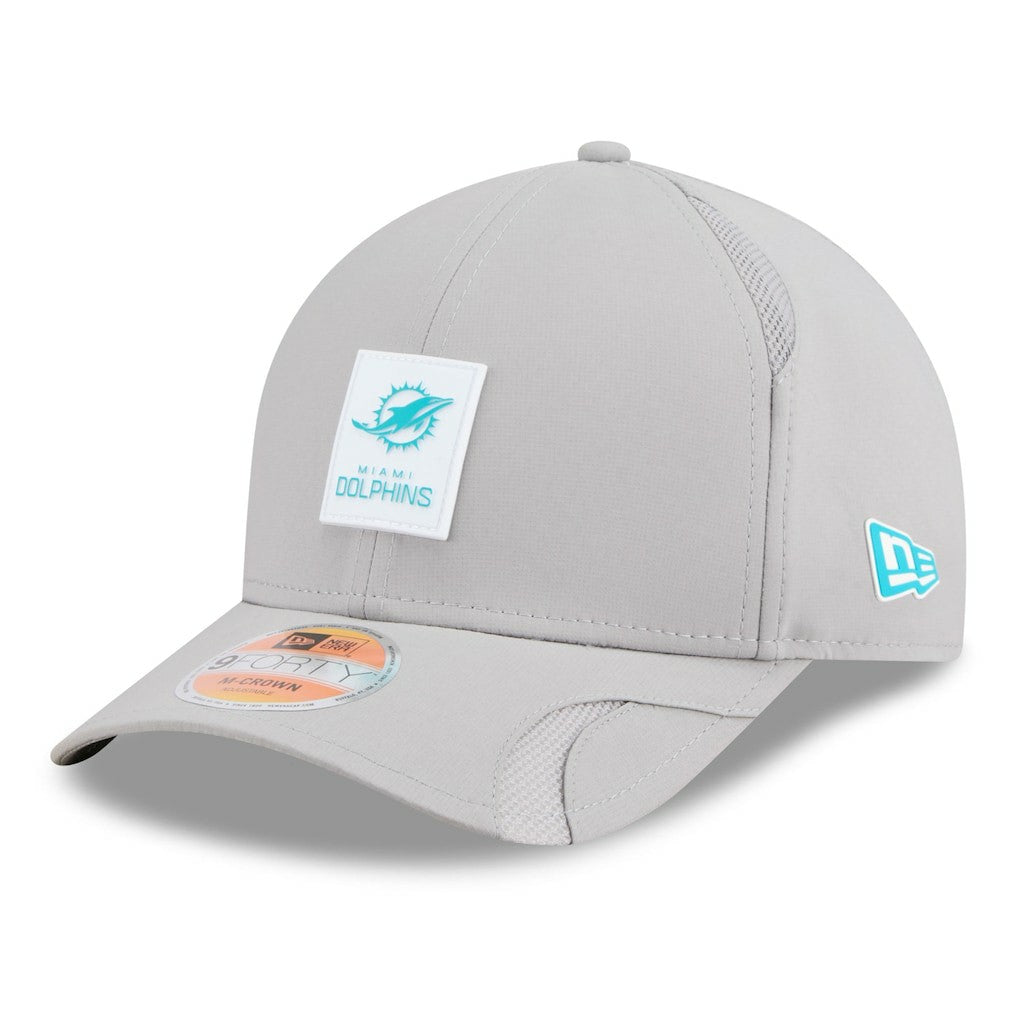 Miami Dolphins New Era 2025 Sideline M-Crown 9FORTY Adjustable Hat - Gray cheap