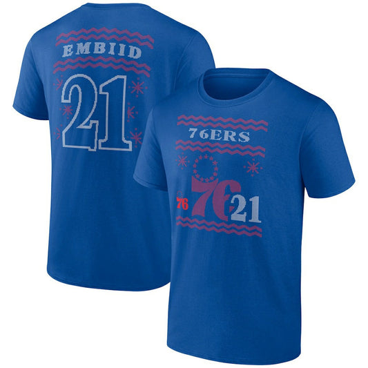 Joel Embiid Philadelphia 76ers Ugly Sweater Name & Number T-Shirt - Royal for sale