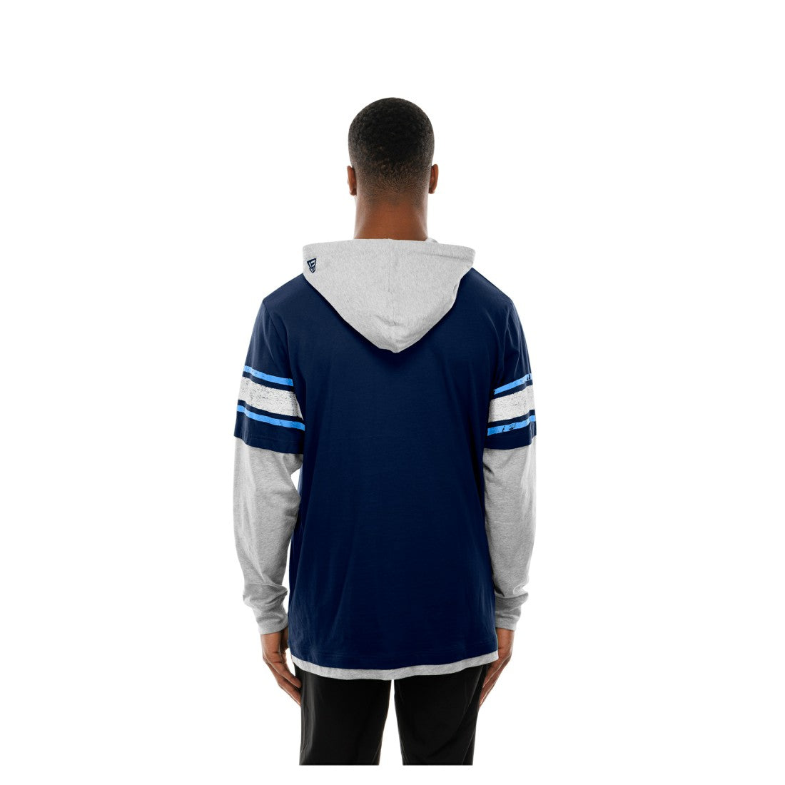 Tennessee Titans New Era Twofer Layered Long Sleeve Hoodie T-Shirt - Navy on sale
