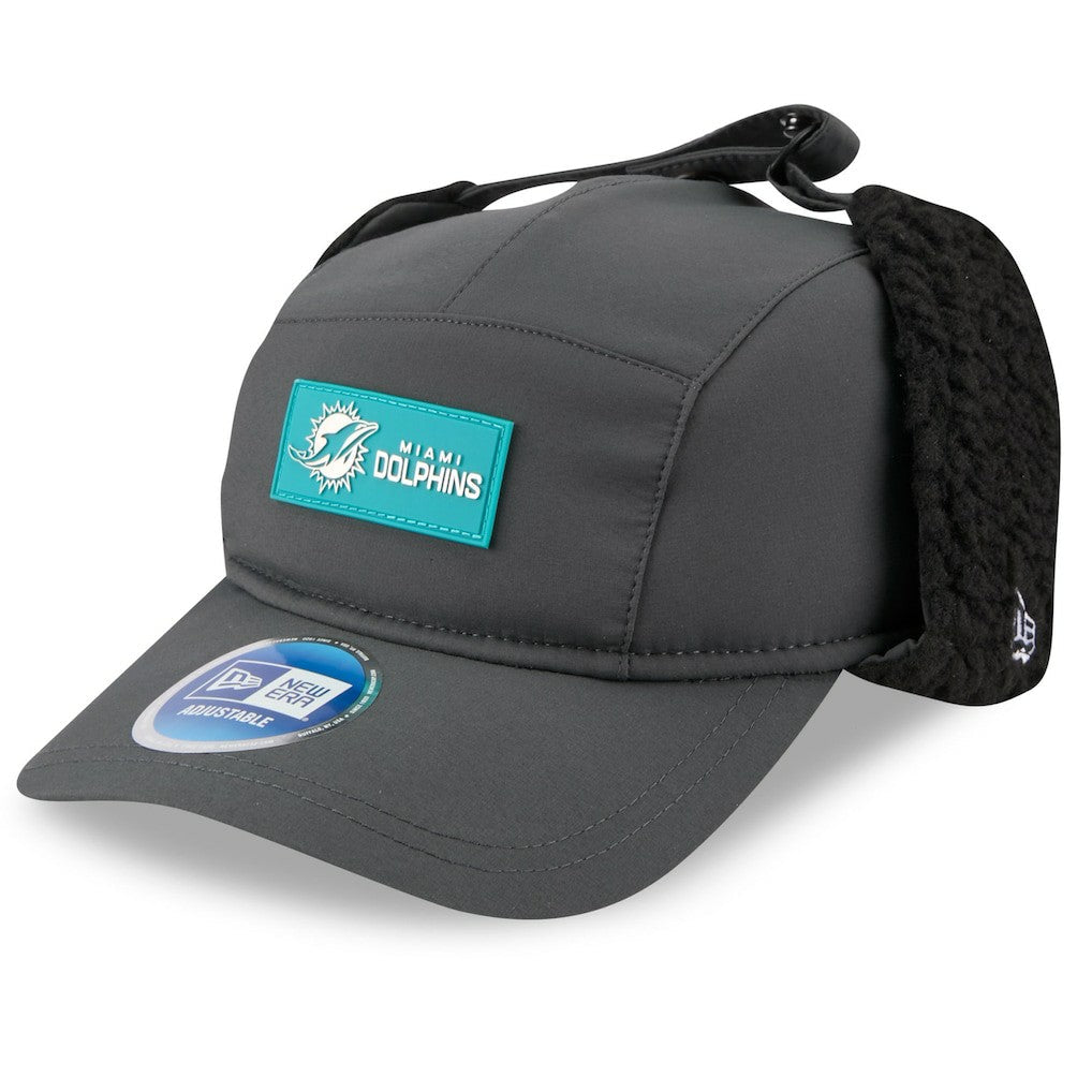 Miami Dolphins New Era 2025 Sideline Cold Weather Runner Dog Ear Adjustable Hat - Charcoal on sale