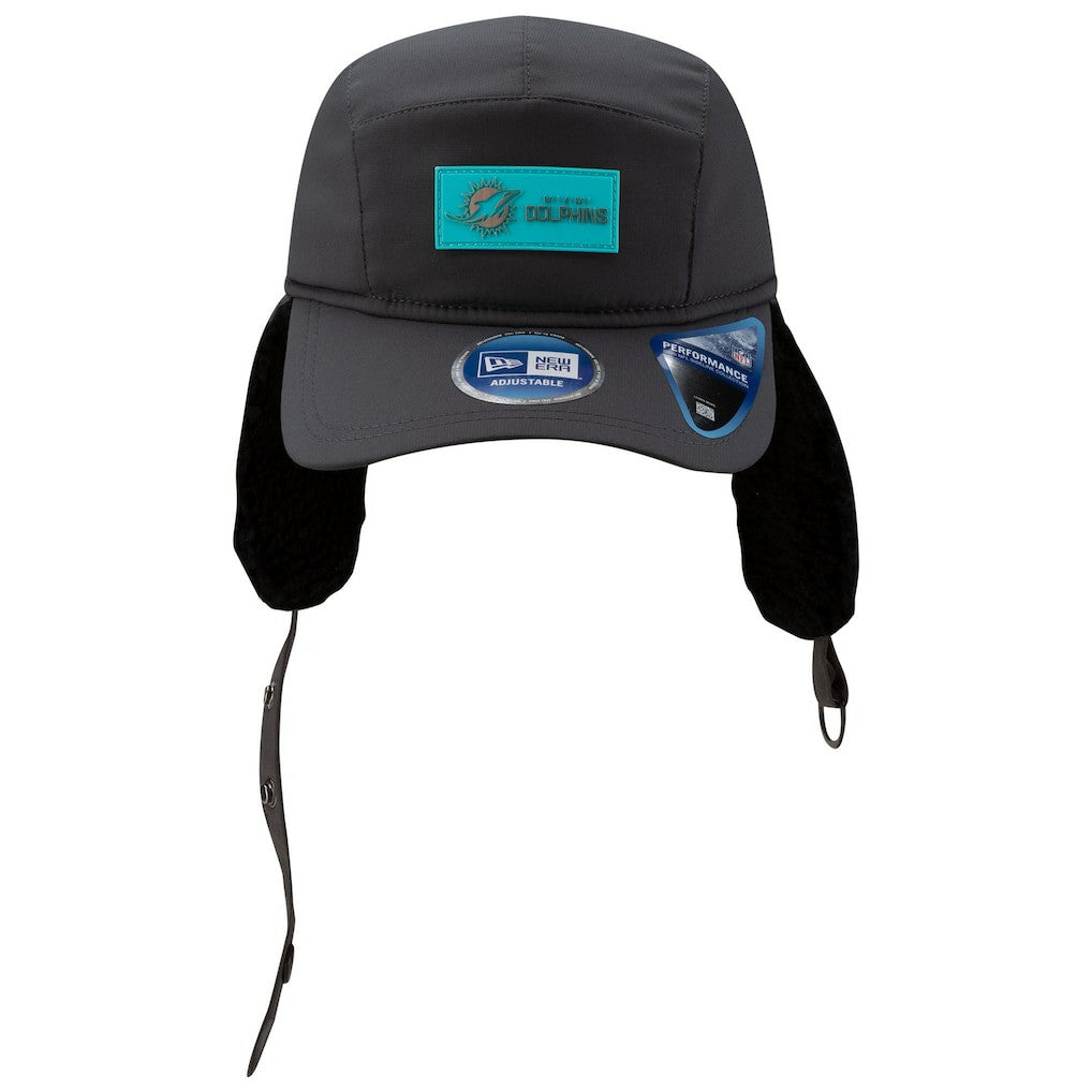 Miami Dolphins New Era 2025 Sideline Cold Weather Runner Dog Ear Adjustable Hat - Charcoal on sale