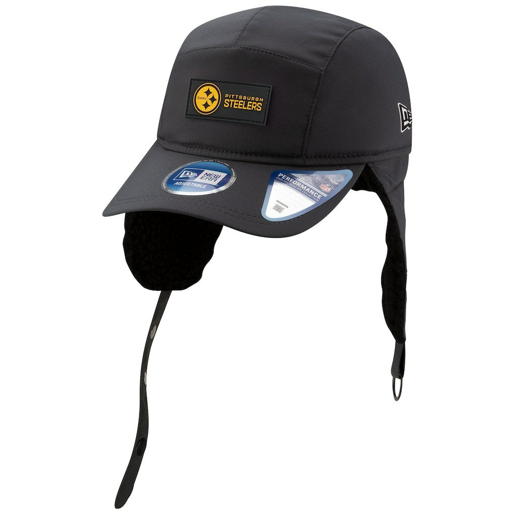Pittsburgh Steelers New Era 2025 Sideline Cold Weather Runner Dog Ear Adjustable Hat - Charcoal cheap
