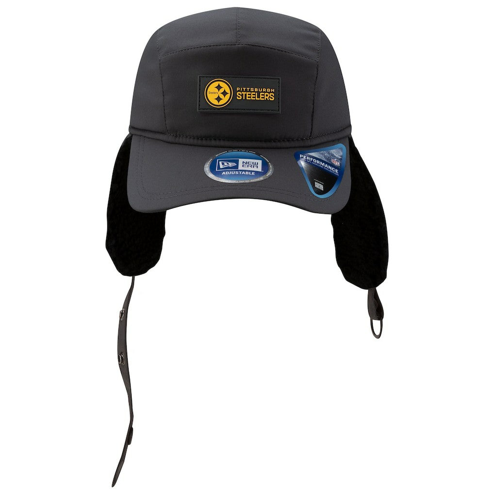 Pittsburgh Steelers New Era 2025 Sideline Cold Weather Runner Dog Ear Adjustable Hat - Charcoal cheap
