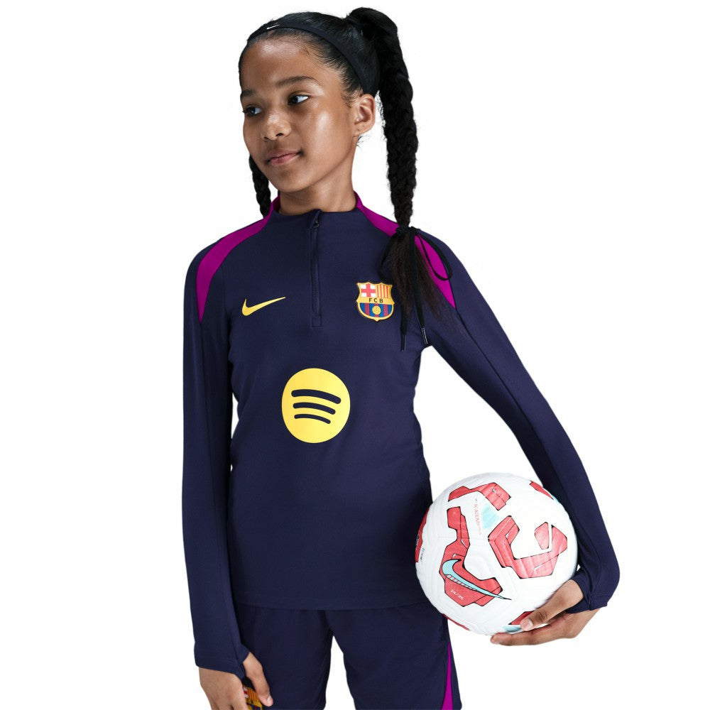 Barcelona Youth 2025/26 Strike Drill Quarter-Zip Dri-FIT Long Sleeve Top - Navy | Nike for sale