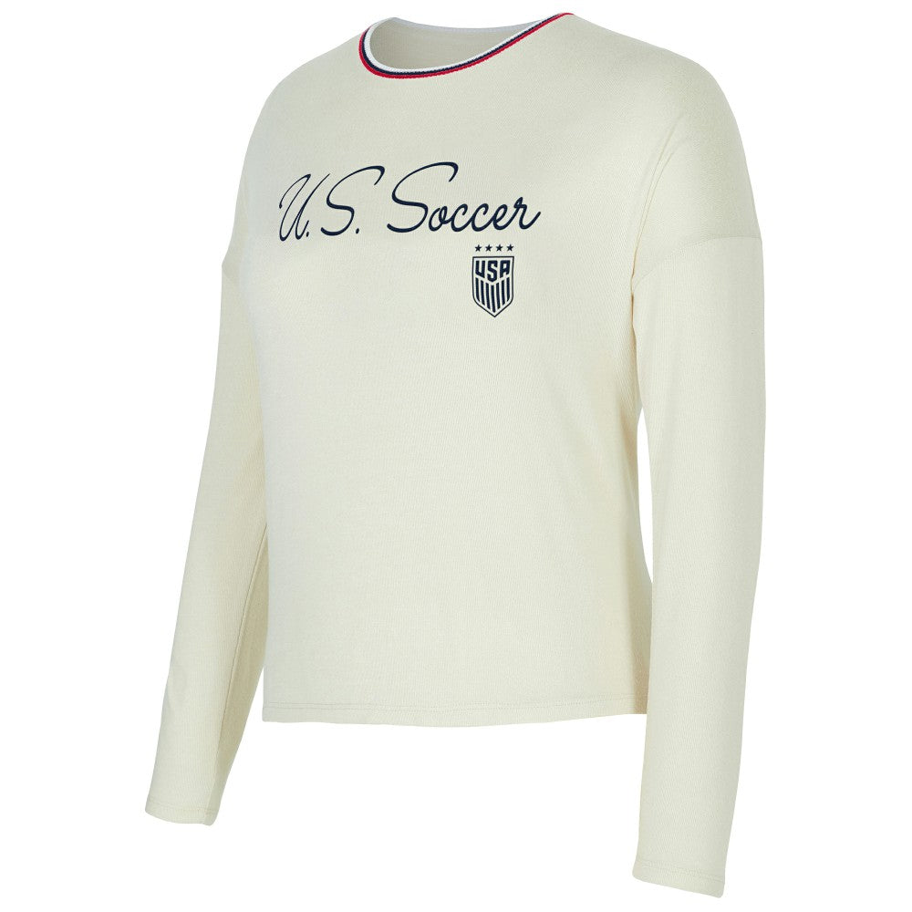 USWNT Concepts Sport Women's Kaki Hacci Knit Pullover Sweatshirt - Cream discount