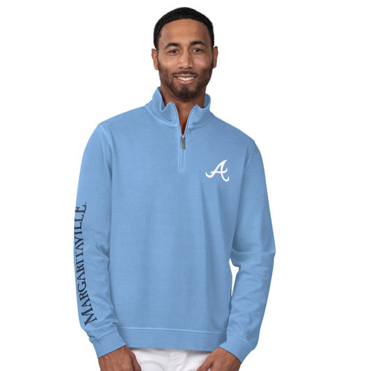 Atlanta Braves Margaritaville First Pitch Quarter-Zip Pullover Top - Light Blue