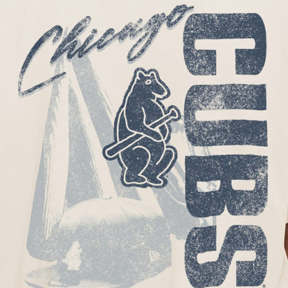 Chicago Cubs Cooperstown Collection Oversized Throwback Distressed T-Shirt - Cream | New Era