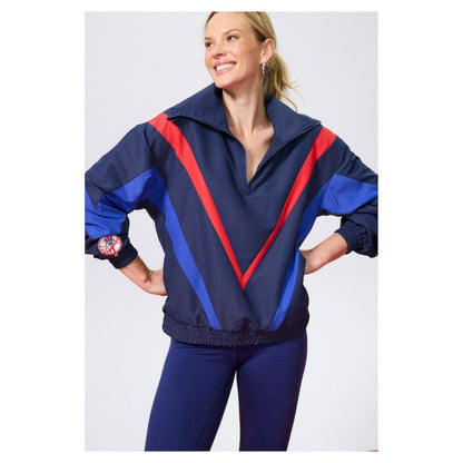 New York Yankees Terez Women's Ripstop Chevron Quarter-Zip Pullover - Navy