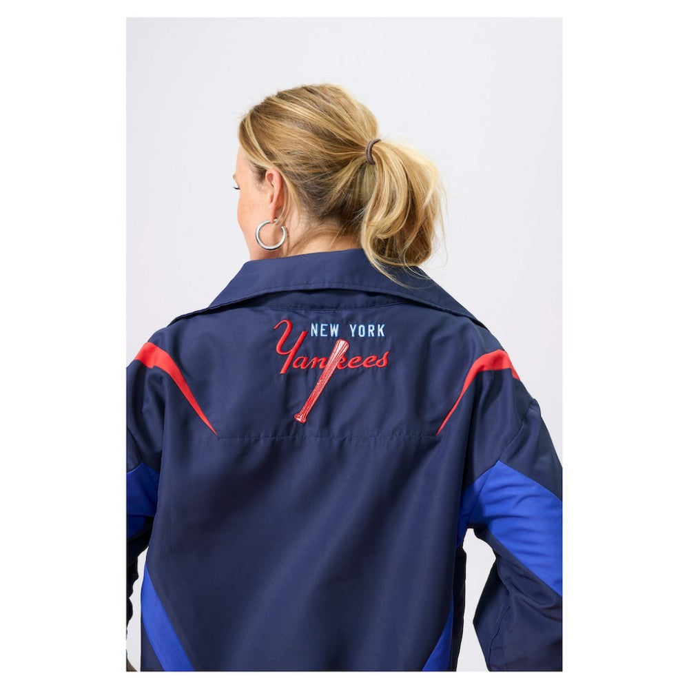 New York Yankees Terez Women's Ripstop Chevron Quarter-Zip Pullover - Navy