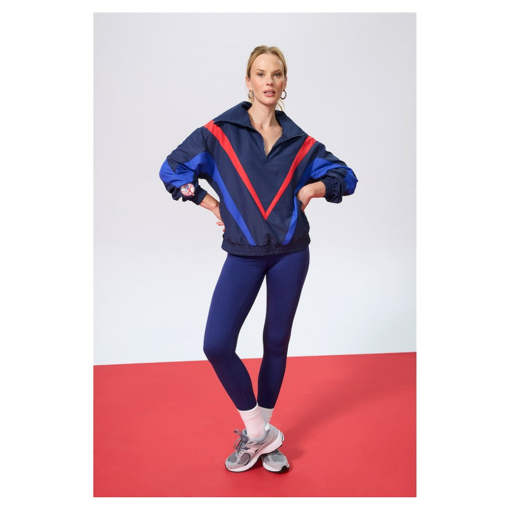 New York Yankees Terez Women's Ripstop Chevron Quarter-Zip Pullover - Navy