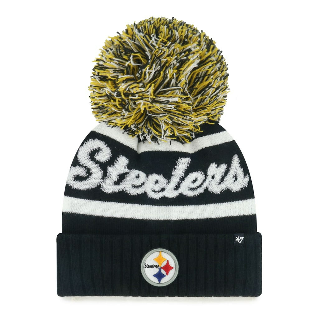 Pittsburgh Steelers '47 Women's Spirited Cuffed Knit Hat with Pom - Black sale