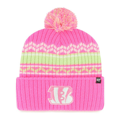 Cincinnati Bengals '47 Girls Youth Polar Vortex Cuffed Knit Hat with Pom - Pink cheap