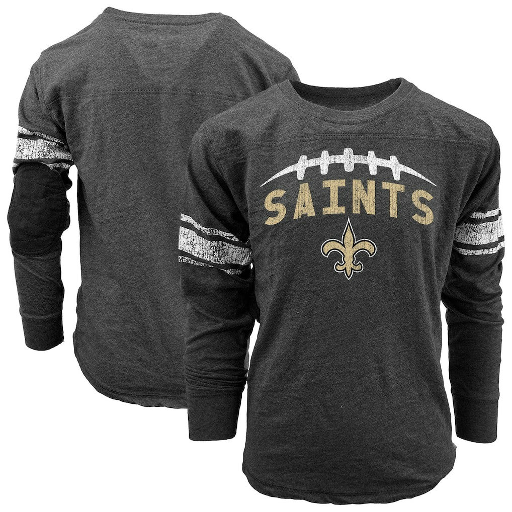 New Orleans Saints Wes & Willy Youth Football Long Sleeve T-Shirt - Black for sale
