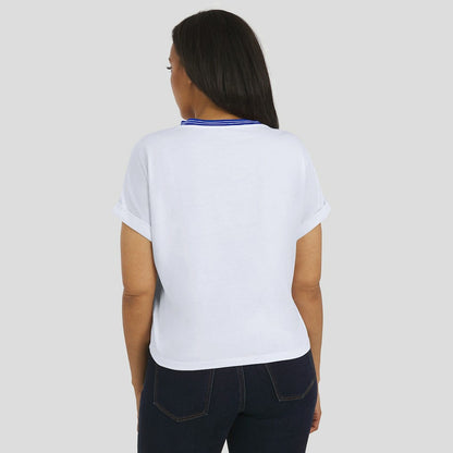 Los Angeles Rams WEAR by Erin Andrews Women's Cropped Center Stripe Dolman T-Shirt - White on sale
