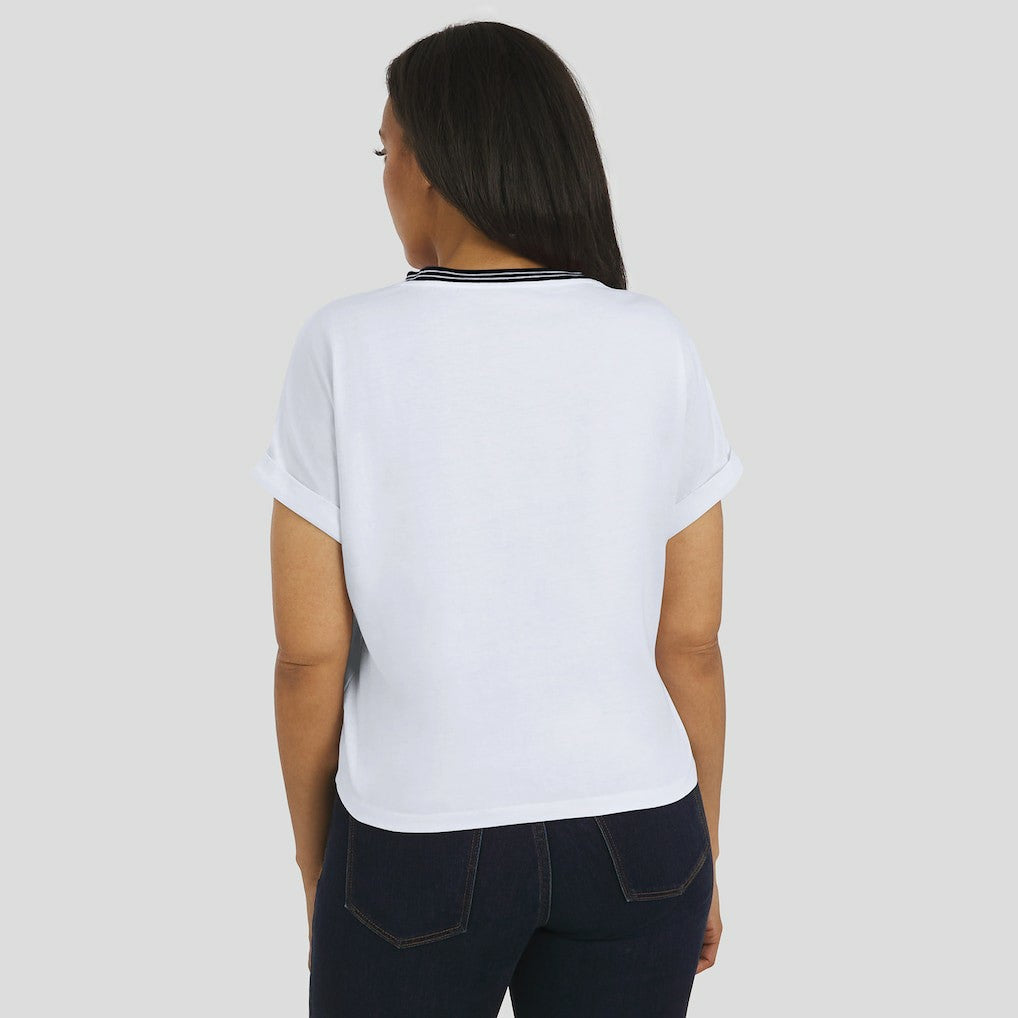 New Orleans Saints WEAR by Erin Andrews Women's Cropped Center Stripe Dolman T-Shirt - White on sale