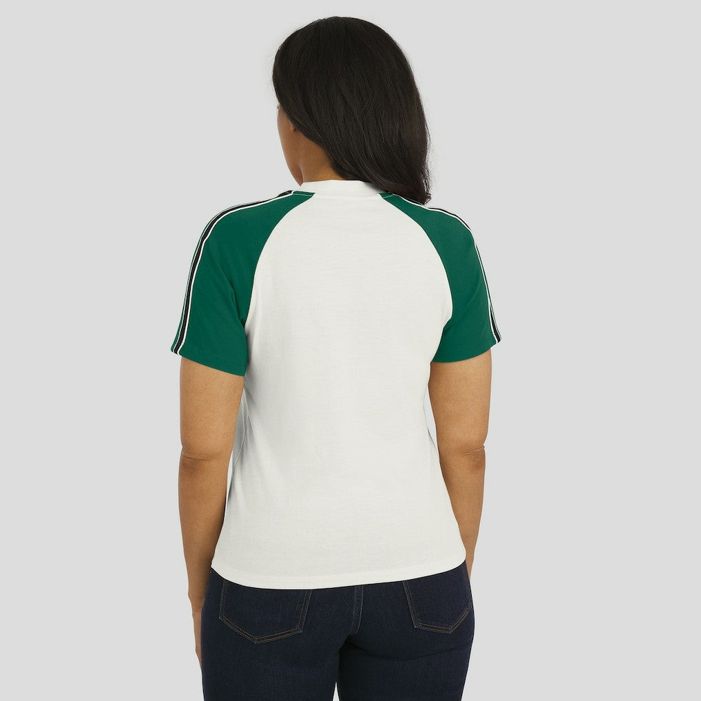 New York Jets WEAR by Erin Andrews Women's Sleeve Stripe Distressed Raglan T-Shirt - White for sale