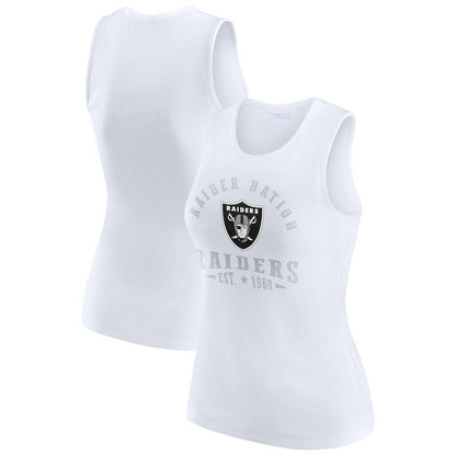 Las Vegas Raiders WEAR by Erin Andrews Women's Ribbed Graphic Tank Top - White discount