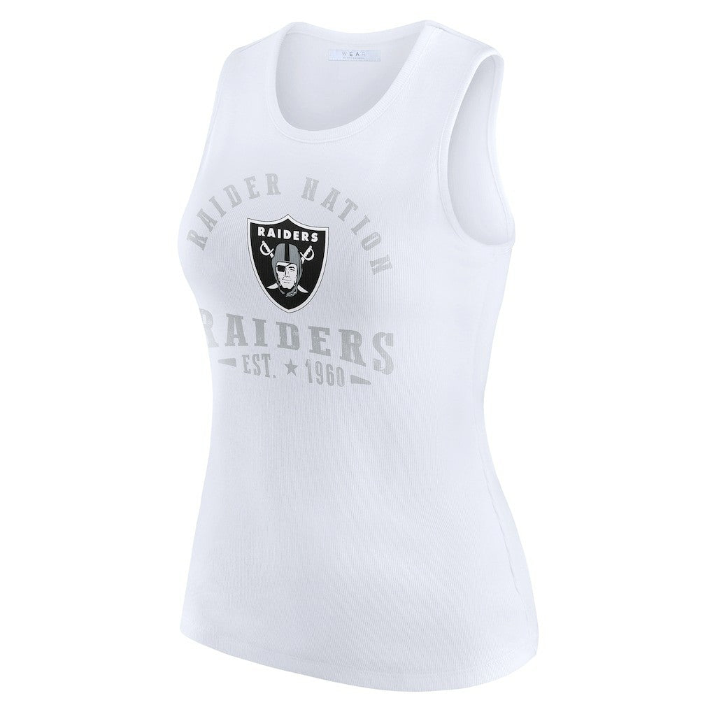 Las Vegas Raiders WEAR by Erin Andrews Women's Ribbed Graphic Tank Top - White discount